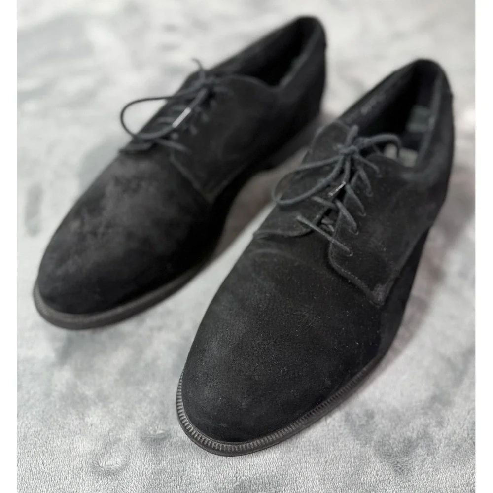 Deer Stags Buck Shoes Mens Size 9.5 Black Leather Suede Oxford Comfort